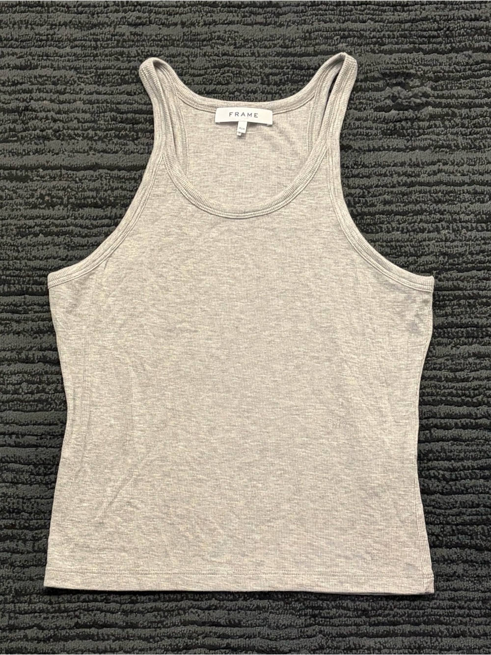 FRAME denim Racerback Rib Embroidered Tank Top